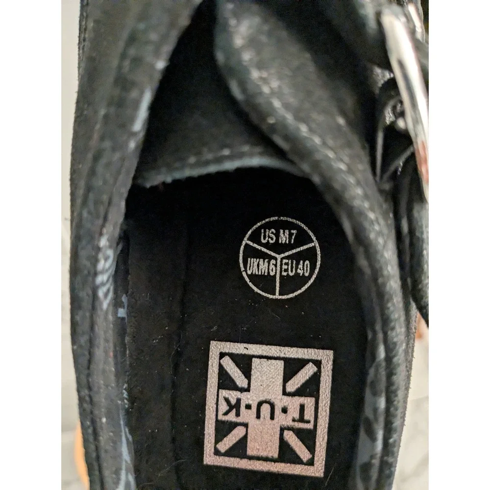 NWOT T.U.K. Black Suede Monk‎ Strap Creepers Platform Shoes Size US 7 EU 40
